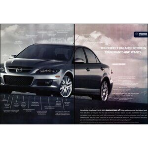 2006 Mazda Speed 6 Sports Sedan 2 Page Vintage Print Ad Gray Sky Clouds Wall Art
